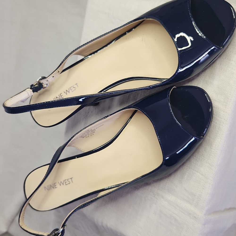 Nine West Blue Peep-Toe Heels